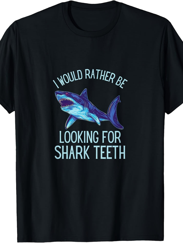 Men'S And Women'S T-Shirt, Funny for shark Lover Design, Looking for Shark Teeth Graphic Tee, Summer Beach Vacation Gift