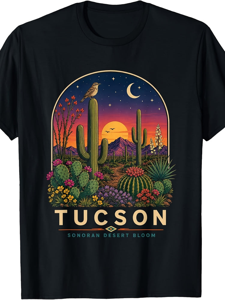 Tucson Arizona Sonoran Bloom Desert Moon Wildlife Cactus T-Shirt