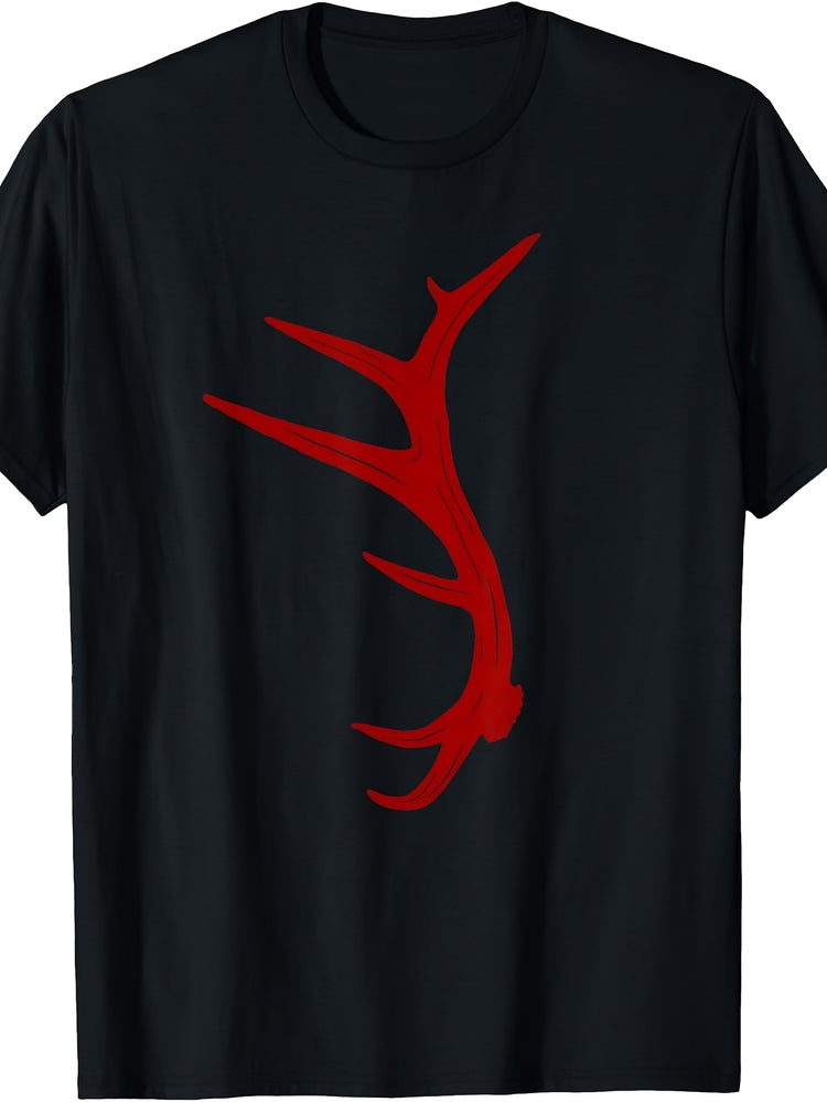 Men's And Women's T-Shirt, Red Deer Antler Graphic, Hunting Season Outdoor Wear